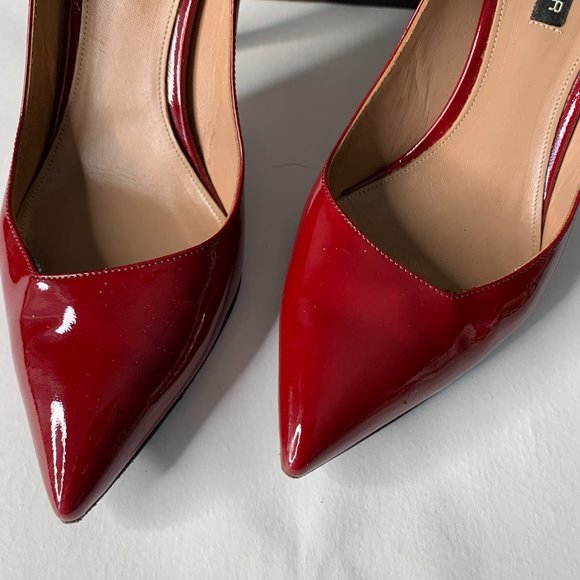 THE SELLER VERO CUOIO RED PATENT SHOES HEELS 3.5" SIZE EU 38/7.5 MADE IN ITALY - Picture 8 of 11